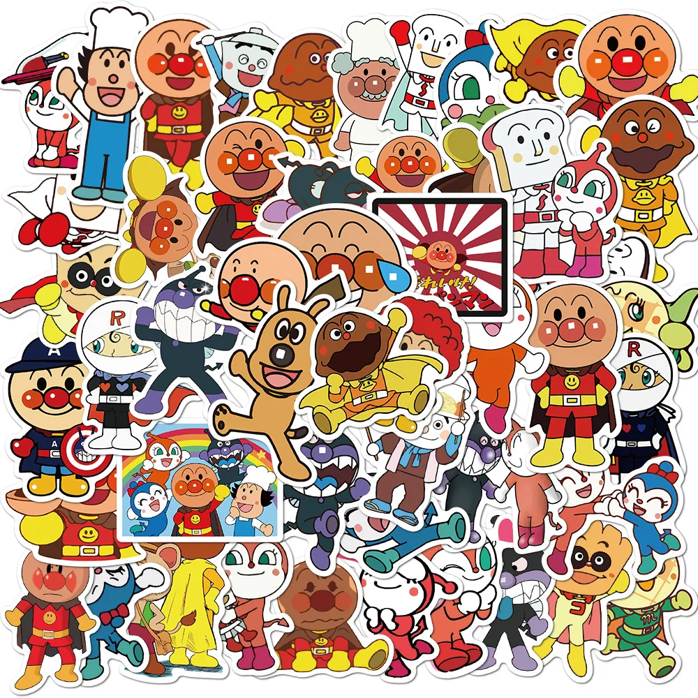 10/30/50pcs Anpanman Cartoon Stickers Kids Toy Decal Waterproof Suitcase Skateboard Laptop Luggage Fridge Phone Car DIY Sticker