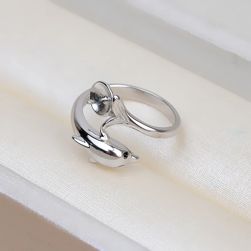 3Pcs/Lot Dolphin Design Pearl Rings Settings Women DIY Rings Components S925 Sterling Silver Rings Findings Accessory