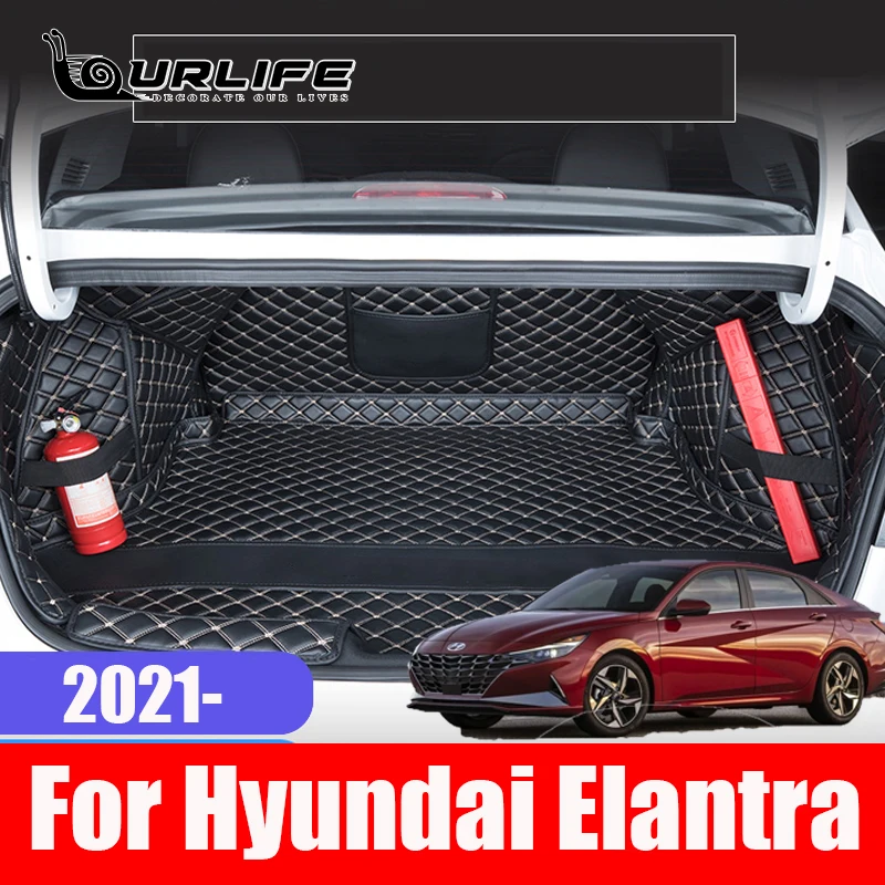 

Car Styling Custom Rear Trunk Mat Leather Auto Cargo Mats Liner Pad Carpet Accessories For Hyundai Elantra CN7 2020-2023 2024