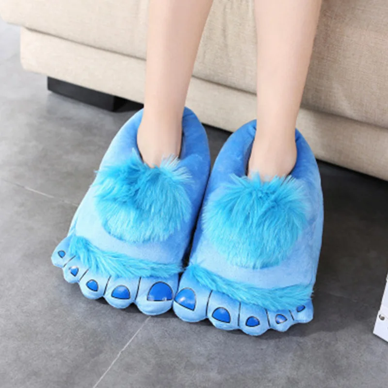 Designer Cartton Bigfoot Unisex Winter Indoor Slippers Cotton Shoes Women Men Slip On Lazy Home Shoes Lovers Couple Floor Shoes