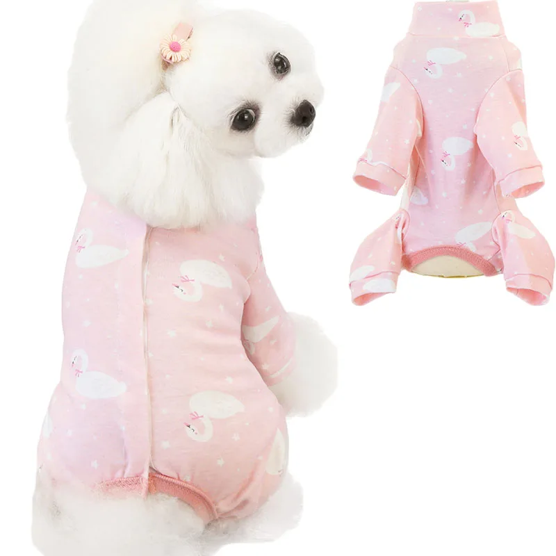 Cute Sleeping Dog Pajamas Animal/Fruit/Rainbow Pattern Wrap Belly Jumpsuit Overalls For Girls Spring Autumn Pet Puppy Clothing