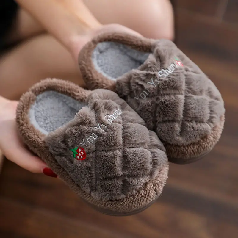 Children\'s Cotton Slippers Fall/winter Female Baby Indoor Non-slip Soft Bottom Cartoon Cute Fur Slippers Boy Toddler Slippers