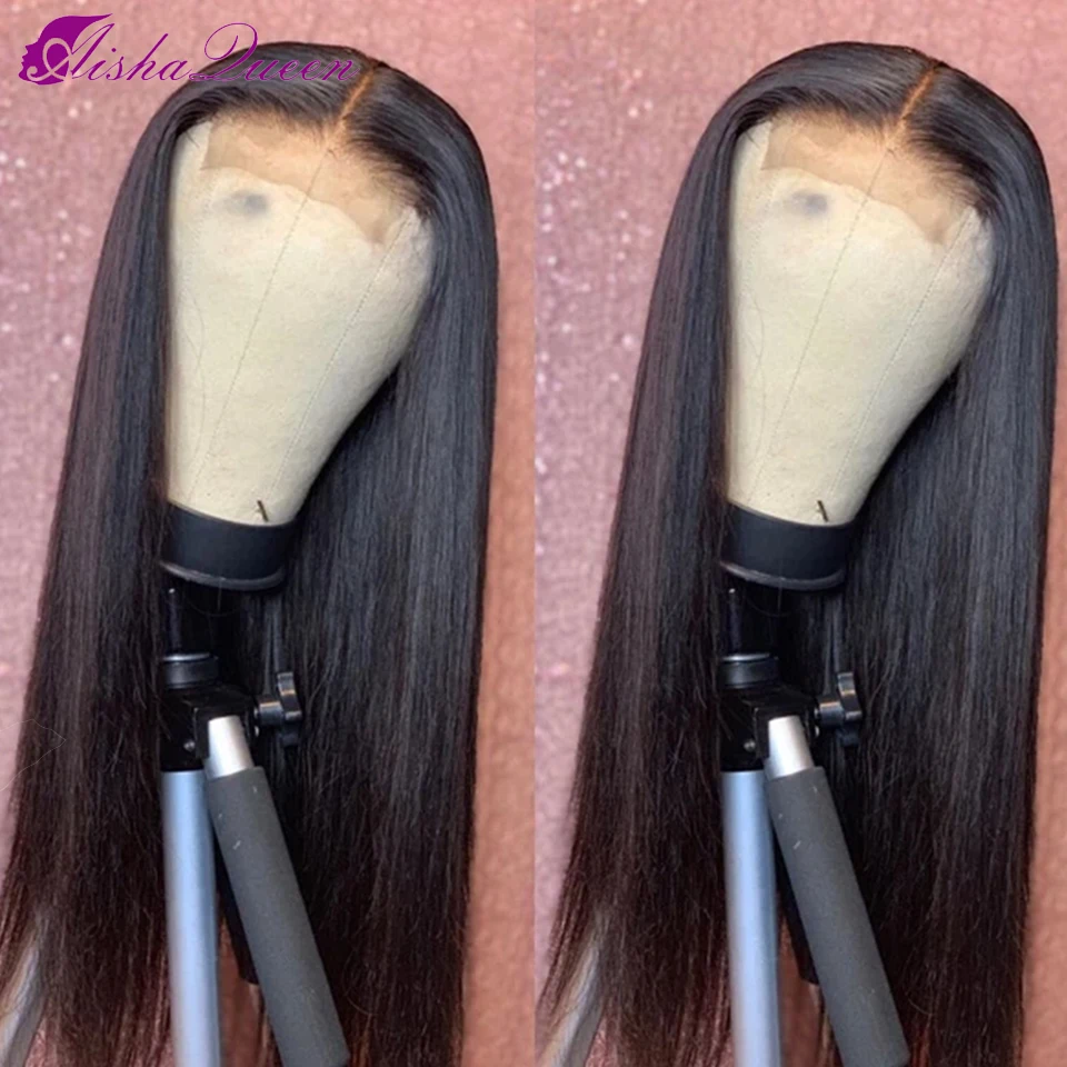 Aisha Wig Penutup 4X4 Ratu Wig Penutup Renda Wig Depan Renda Lurus Wig Renda 150% Wig Rambut Manusia Peru Wig Penutup