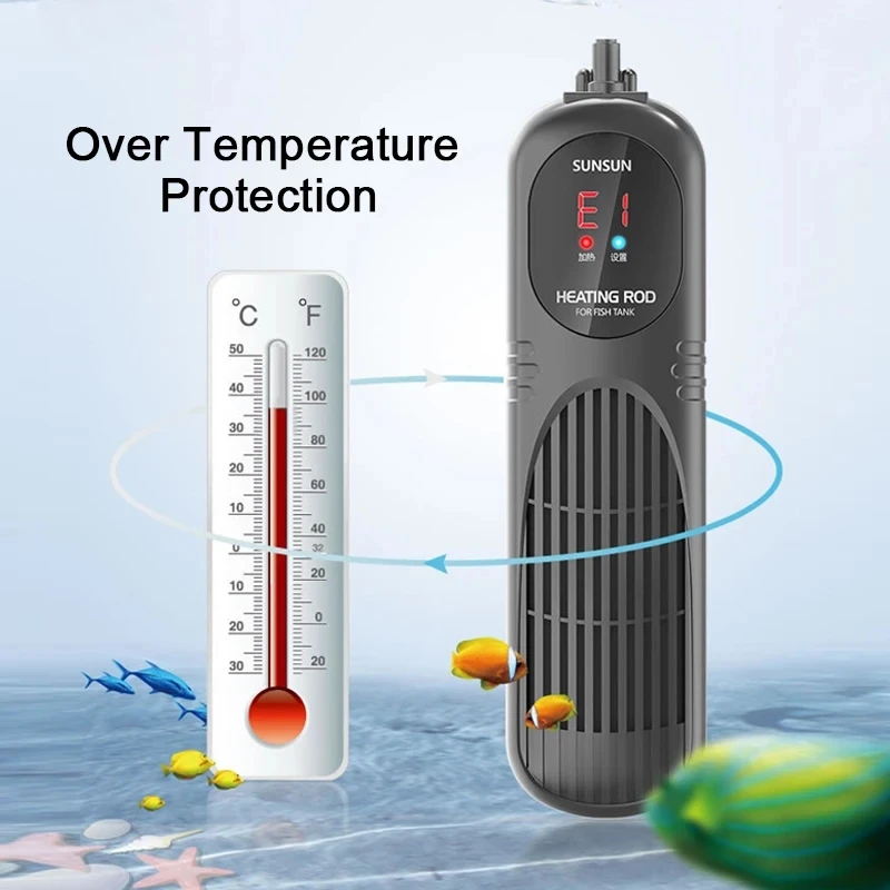 Imagem -02 - Sunsun-aquecedor de Aquário Tanque de Peixes Submersível Display Lcd Smart Ptc Termostato Temperatura Constante Ajustável Haste de Aquecimento de Água