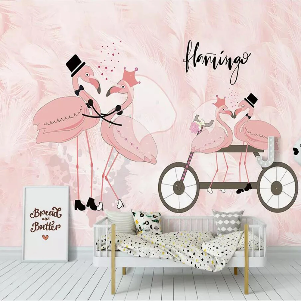 Milofi custom 3D wallpaper mural Nordic couple flamingo children room living room bedroom wall decoration wallpaper