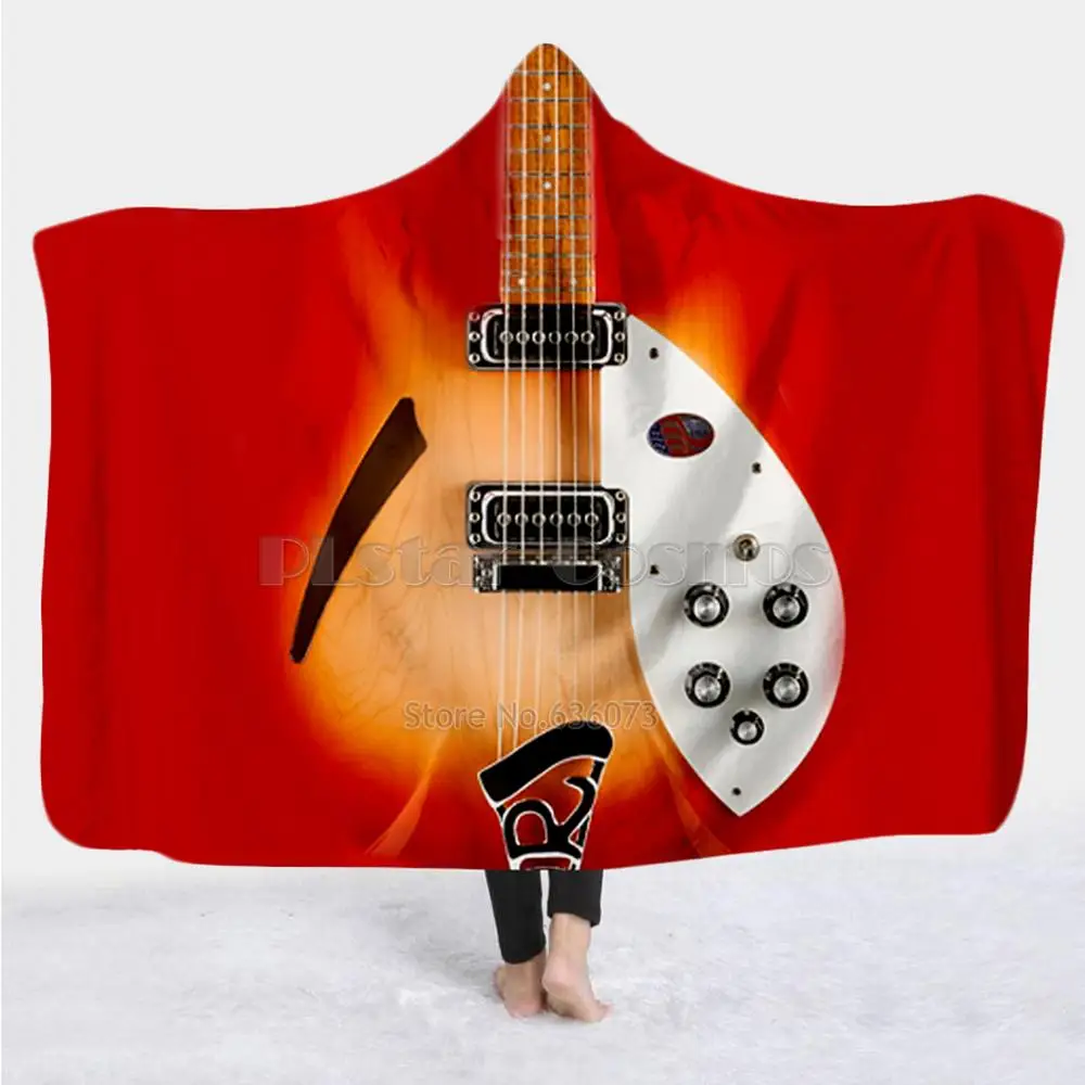 Violin Guitar art Musical instrument Blanket Hooded Blanket 3D full print Wearable Blanket Adults men women Blanket style-15