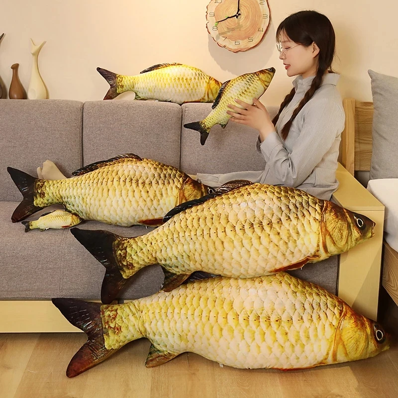 30-120cm 1pc 3D Simulation Gold Fish Plush Toys Stuffed Soft Animal Carp Plush Pillow Toy Creative Sofa Pillow Cushion Gift Kids