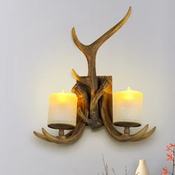 American Country Antler Lamp Club Bar Cafe Retro Wall Light Study Living Dining Room Balcony Vintage Decoration Branch Sconce
