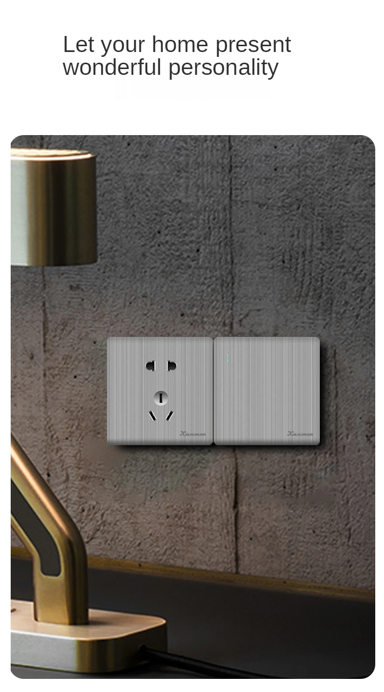 86mm Ultra-Dünne Schalter-Serie 1/2/3/4-fach 1/2-Wege PC-Panel Grau Flachpanel Verdeckter Einbau-Wandschalter-Set – Detail 6
