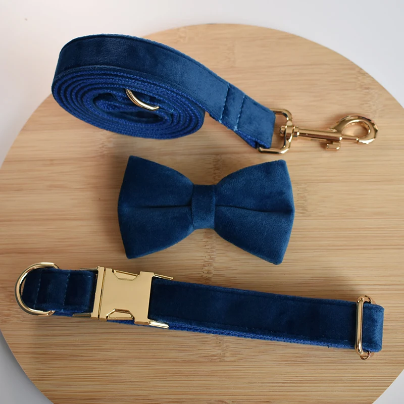 Blue Collar Personalized Velvet Cotton Quality Fabric For Small Medium Large Dog Custom Metal Parts Pet Accessory Flannelette 02