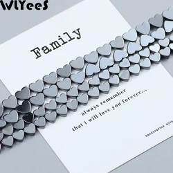 WLYeeS 6/8mm Natural Black Hematite Bead Love Heart Spacer Loose Stone Bead for Jewelry Making DIY Necklace Bracelet Accessories