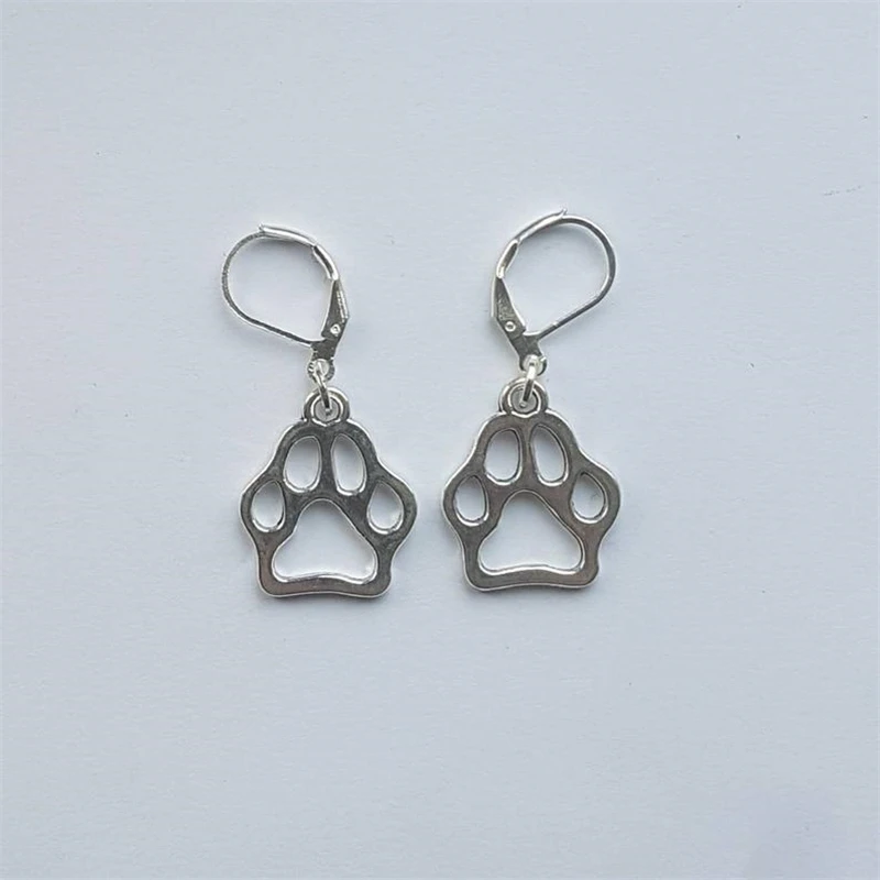 Paw Print Leverback Earrings, Clip Earrings for Man Woman, Animal Lover Gift