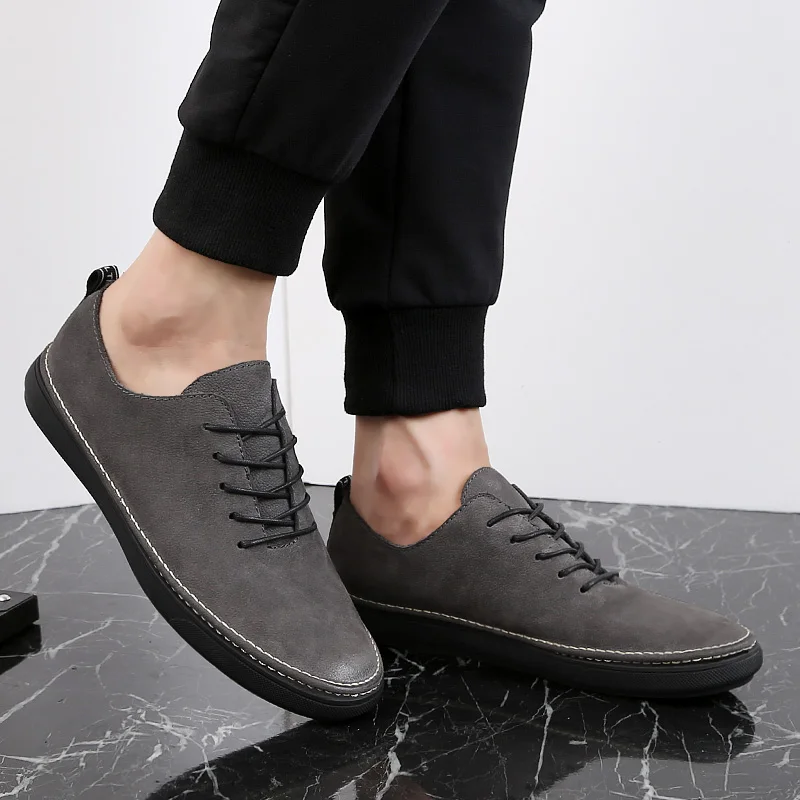 Genuine Leather Men Casual Shoes 36~46 2019 Fashion Men Flats Men Loafers trend wild casual tide shoes Fashion Sneakers