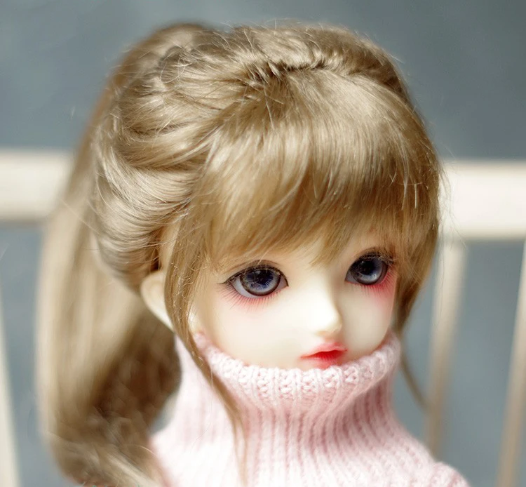 D03-P587 children toy BJD DD SD MSD 1/6 1/4 1/3 doll's Photo props Accessoriess Golden brown mohair high ponytail 1pcs