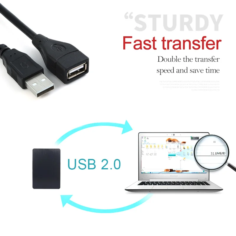 USB Extension Cable High Speed usb 2.0 Cables Male to Female 0.5m  1m 1.5m 3m 5m Data Sync USB 2.0 Extender Cord extension Cable