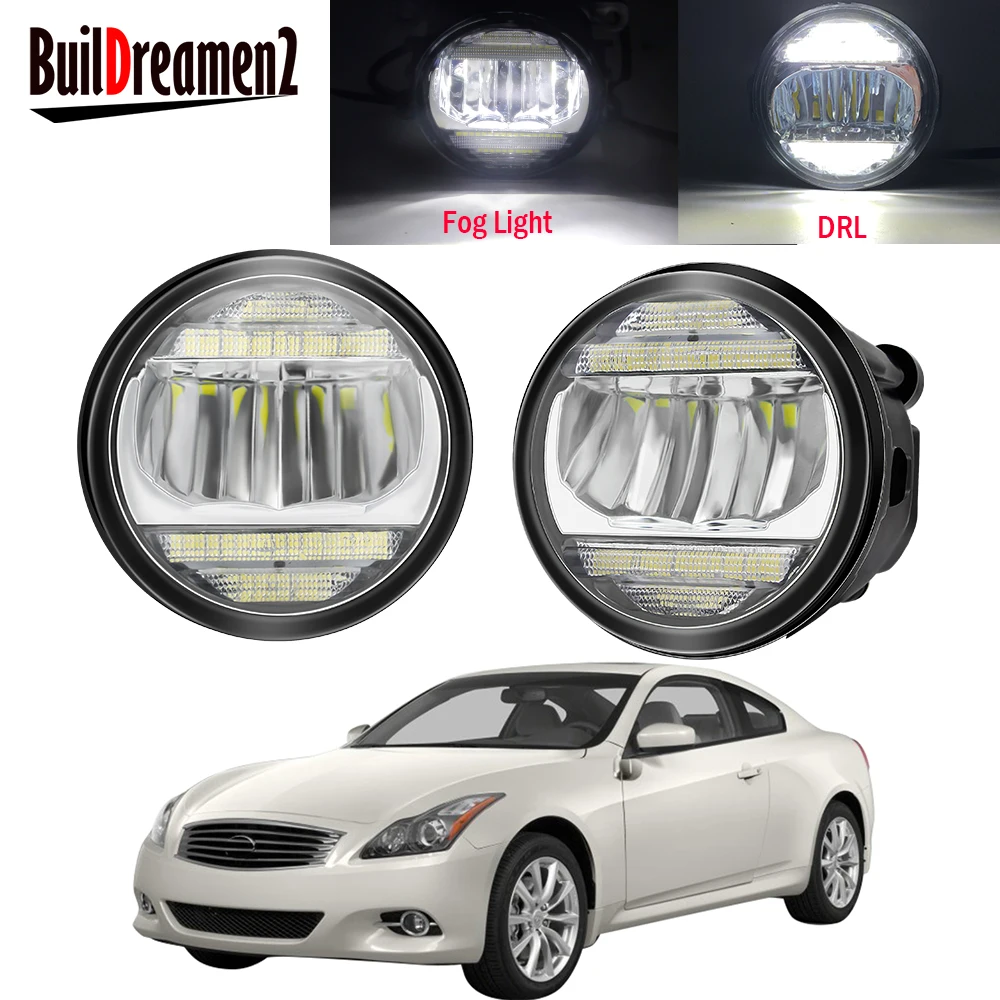 

2 Pieces Car Left + Right LED Fog Light Assembly Daytime Running Lamp DRL 30W 8000LM 12V For Infiniti G G25 G37 2011 2012 2013