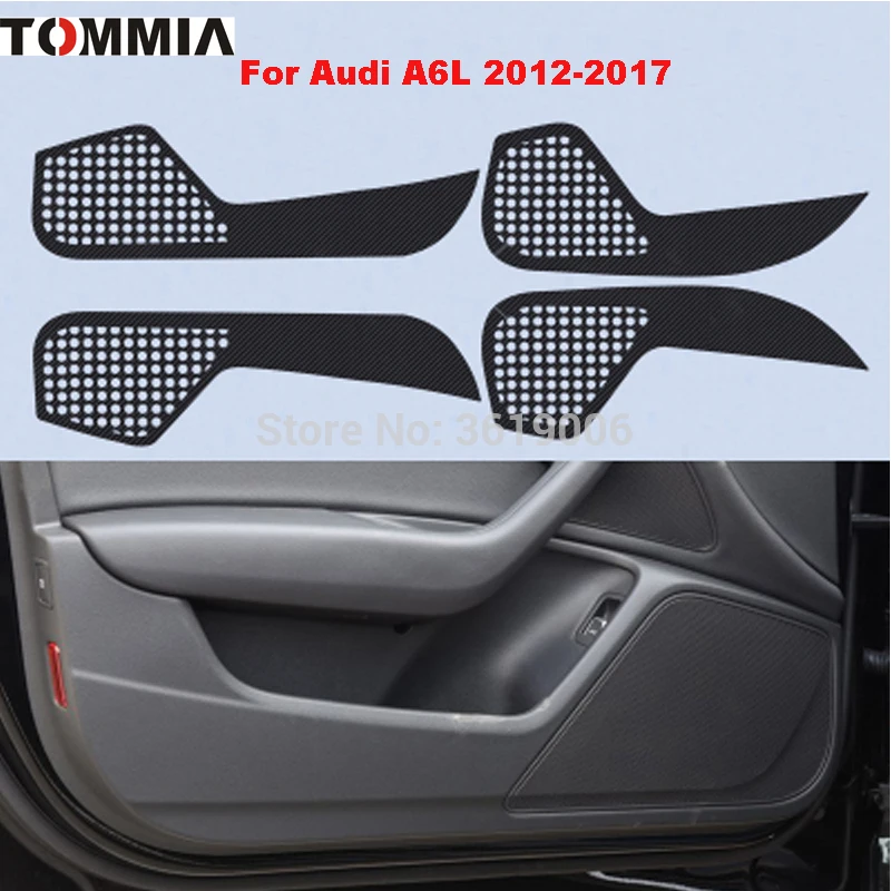 TOMMIA For Audi A6L 2012-2018 Car Inside Door Cover Scratch Protection Anti Kick Pads Carbon Fiber Stickers 4pcs