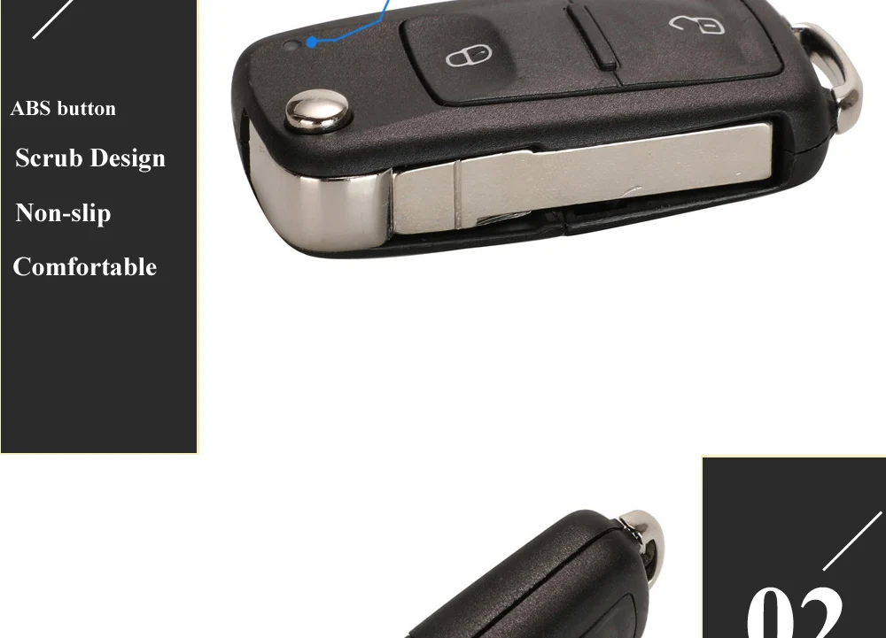 Jingyuqin 2 Tasten Flip Remote Auto schlüssel 7E0837202AD 434MHz für VOLKSWAGEN VW Amarok Transporter 2011-2016 ID48 chip 5K0 837202AD – Detail 6