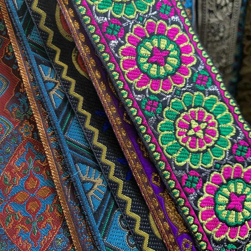 5 Yards 5CM MIX PACK Vintage Ethnic Embroidery Lace Ribbon Boho Lace Trim DIY Clothes Bag Accessories Embroidered Fabric Custom