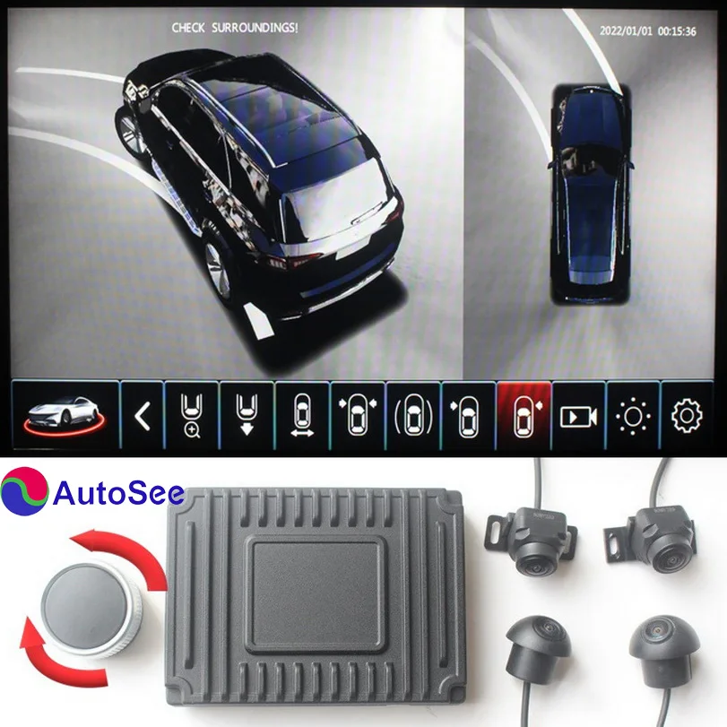 support AHD HDMI, 3D Key-Max-Track Car 360 Camera AVM Panoramic around view video recording DVR steering dynamic trajectory line