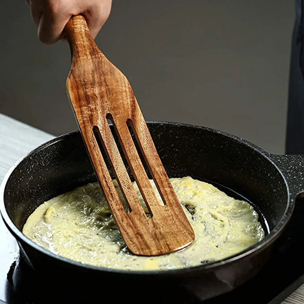 1-7 Stück/Set Teakholz-Küchenbesteck: Sieb- und Suppenlöffel, spezieller Nano-Schöpflöffel, Kochlöffel, Holz-Küchenzubehör-Set – Detail 34