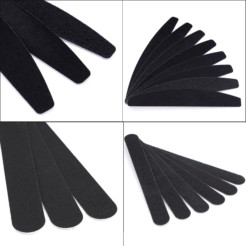 10Pcs Black Replacement Nail File With Steel Handle Removable Sandpaper Pads  80 100 180 240 Grit Durable Sanding Files Manicure