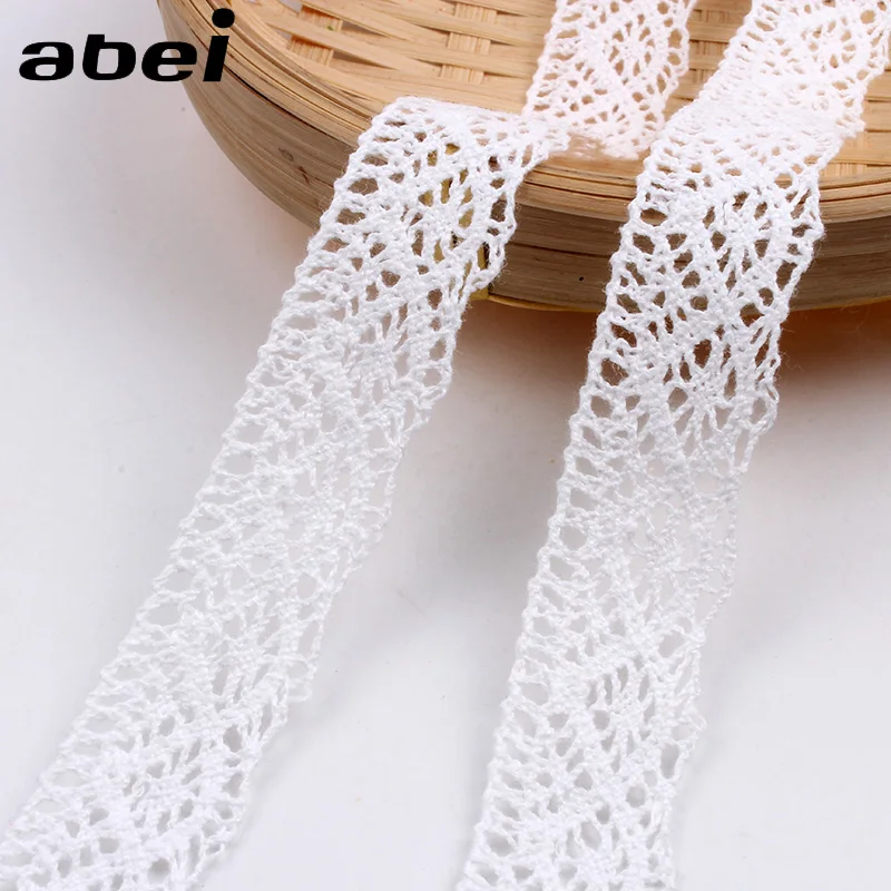 5Yard/Lot 8-25mm White Beige Cotton Lace Crocheted Lace Ribbon Wedding Party Craft Apparel Sewing Fabric DIY Handmade Accessorie