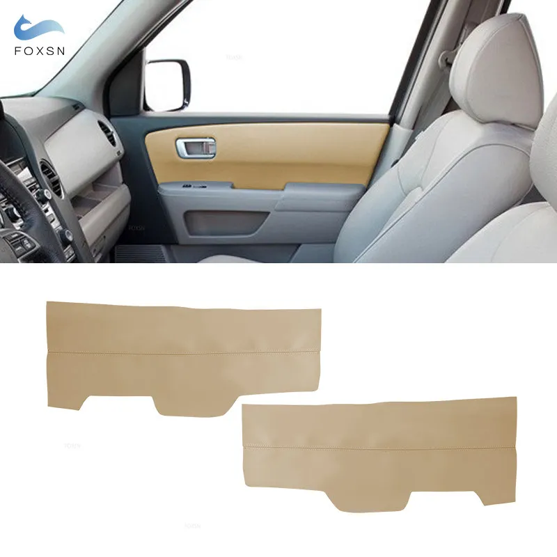 

For Honda Pilot 2009 2010 2011 2012 2013 2014 2015 2pcs Beige Car Microfiber Leather Front Door Armrest Panel Cover Sticker Trim