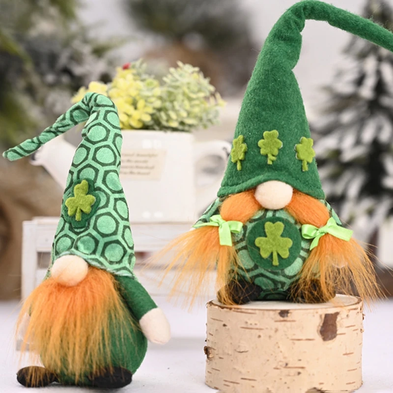 St. Patrick's Day Gnome Decoration Irish Leprechaun Tomte Plush Handmade Scandinavian Nisse Elf Dwarf St Patricks Day Ornaments