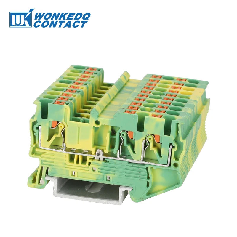 PT2.5-TW-PE Push-in Ground Din Rail Terminal Block 3-Conductor Earth PT 2.5 Twin Wire Electrical Connector PT 2.5TW-PE