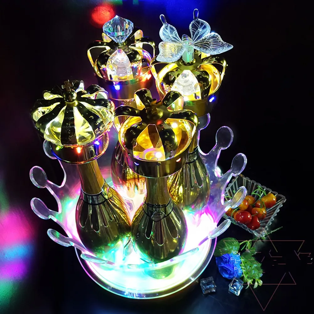 New LED Luminous Crown Wine Bottle Caps Champagne Decor Lamp Bar Bottle Stopper For NightClub Party Lounge Bar