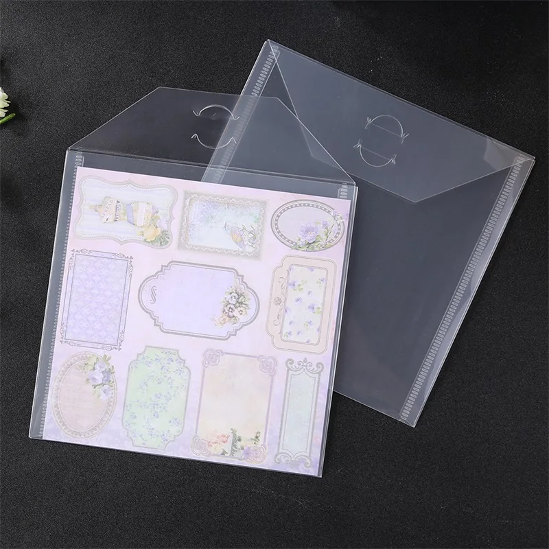 10pcs/set 6.4x6.4inch Plastic Folder Bags For Storage Patterned Paper Pack Cutting Dies Stamps Organizer Holder Transparent Bags