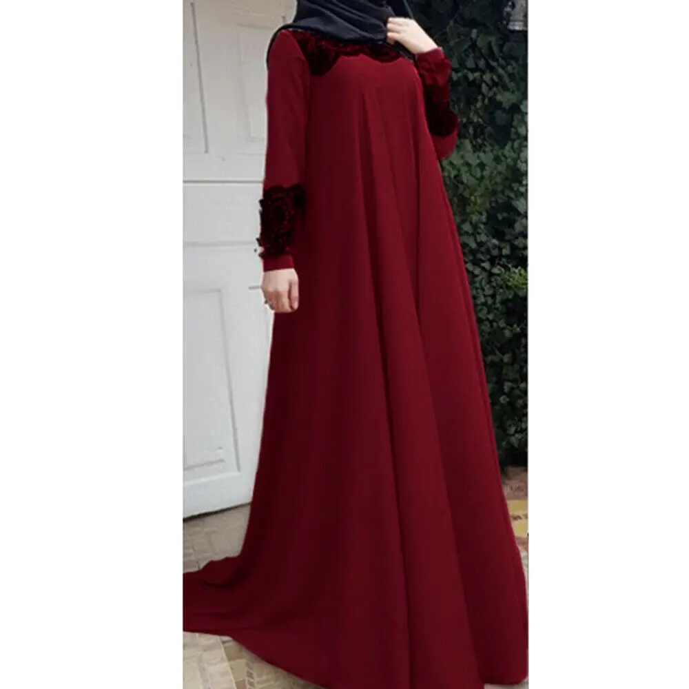 Imagem -05 - Vestido Maxi Muçulmano de Manga Comprida para Mulheres Eid Mubarak Abayas Dubai Kaftan Vestido Árabe Islâmico Festa do Ramadã Jalabiya Caftan