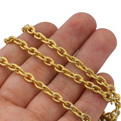 1meter Width 5mm Stainless Steel Threaded Oval Chain Textured Chunky Chains Punk Rock DIY Gold Necklace Jewelry Making Wholesale