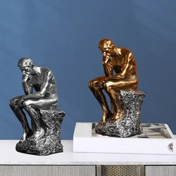 Modern The Thinker Sitting Man Statue Figurine Resin Sculpture Nordic Home Office Study Room Bookshelf Desktop Decoration