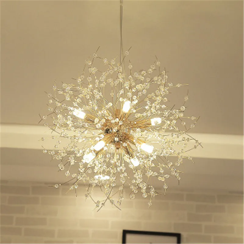 

Nordic Minimalist Creative Crystal Dandelion Chandelier Art Fire Ball Parlor Hotel Restaurant Dinner Room Hanging Lighting