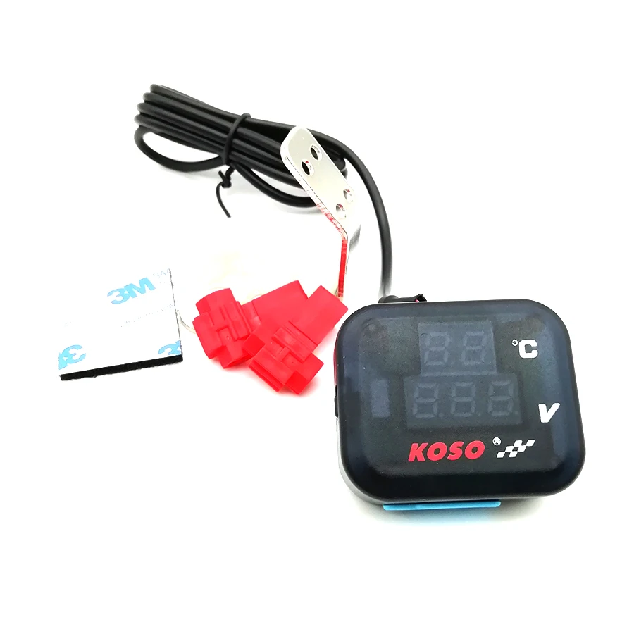 12V Motorcycle Thermometer Water Temp Meter Voltmeter with USB Port