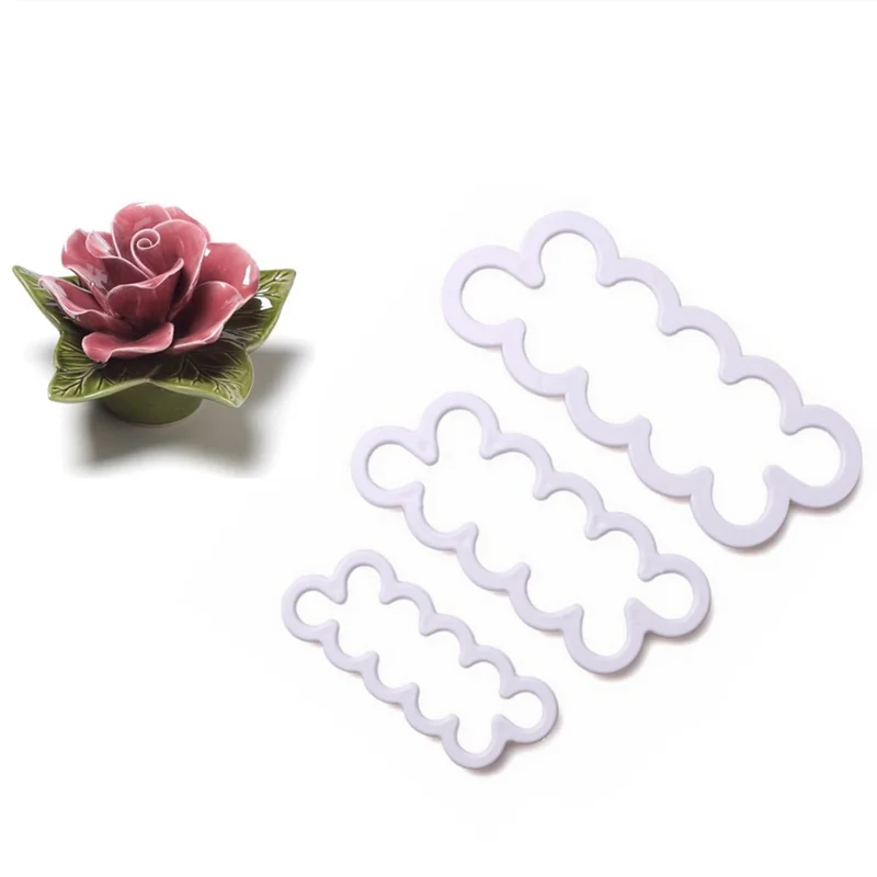 3pcs Set Pottery Art Rose Flower Cutting Mold Mud Shaping Tool Rapid Prototyping 3D Rose Flower Mold DIY Handmade Ceramic Die