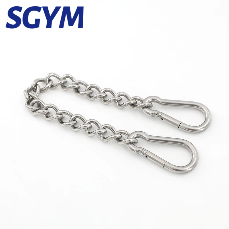 Hanging Chair Chain with Two Carabiners Stainless Steel Hanging for Hammocks Punching Bags Heavy Duty Clip Hook Attachment 95cm