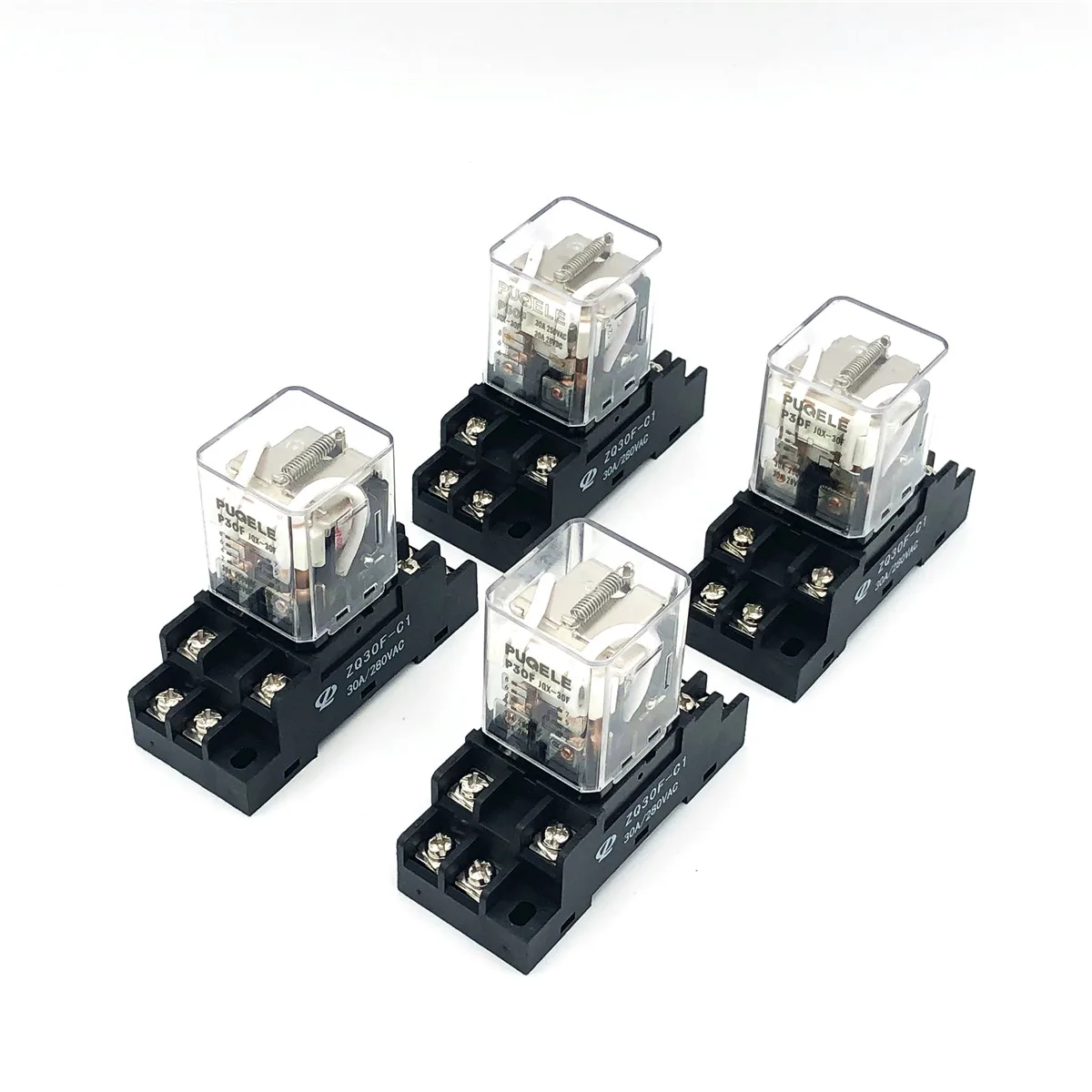 

4sets JQX-30F-2Z 30A High Power Relay 12VDC 24VDC 110VAC 220VAC Electromagnetic Relays JQX-30F 2Z P30F 8Pin DPDT w Socket Base