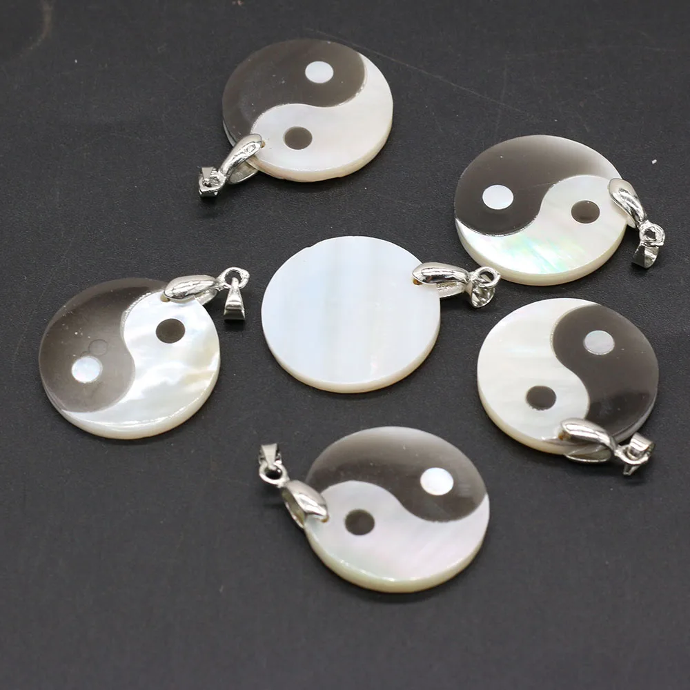 Natural Freshwater Shell Gossip Yin Yang Pendant Handmade Crafts DIY Necklace Bracelet Earrings Jewelry Accessories Making