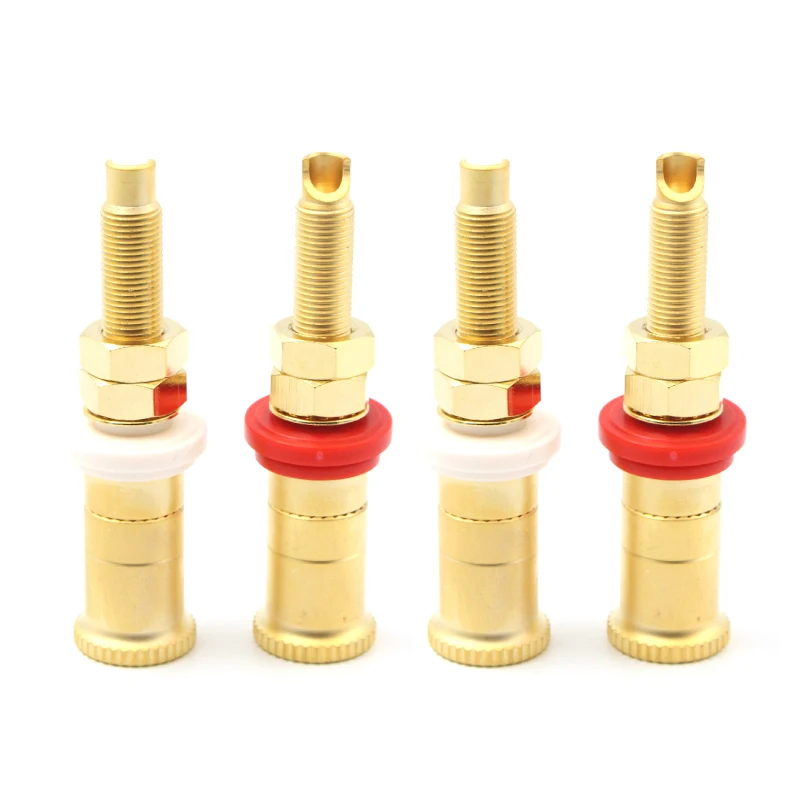 4Pcs HiFi Copper gold plated banana binding post-amplifier terminal banana jack audio adapter