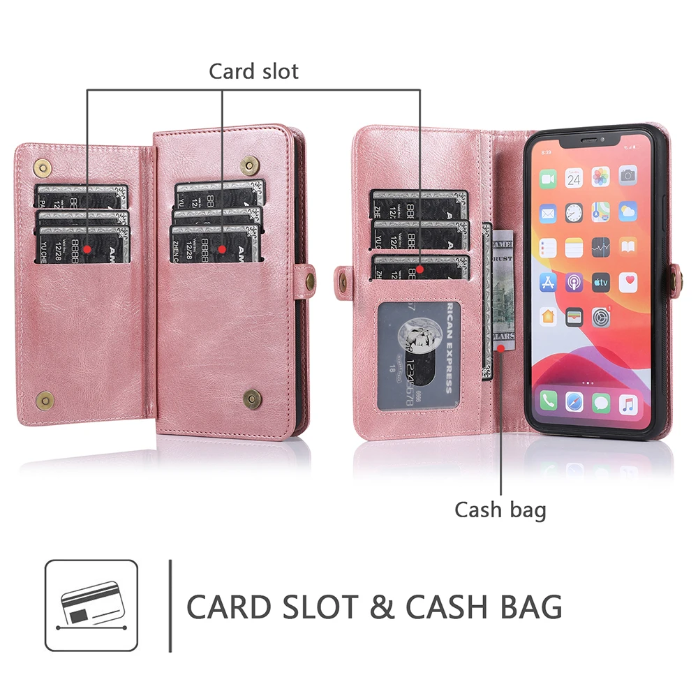 Magnetic Flip Leather Case For iPhone 15 Pro Max 14 Plus 13 12 11 X XS XR SE 2022 8 7 6 Wallet Card Detachable Phone Cover