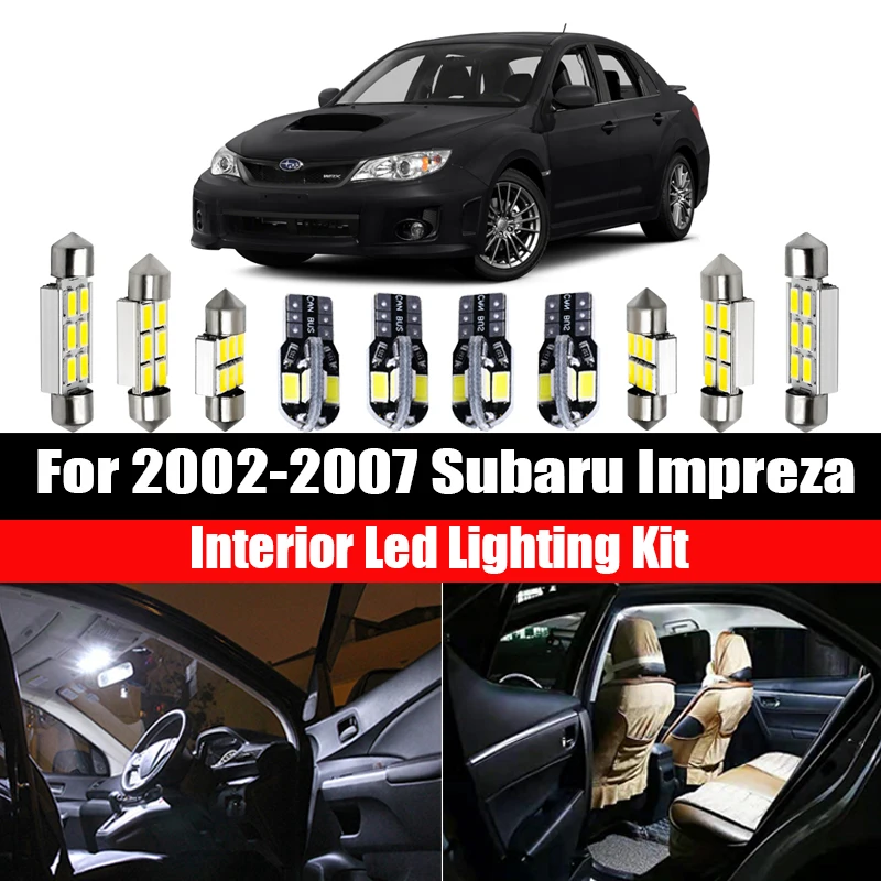 8pcs White Canbus No Error LED Interior Reading Dome Map Light Bulbs Kit For 2002-2007 Subaru Impreza Car Accessories