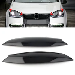 Black Car Headlight Eye Lid Eyebrow Cover Trim For VW Golf 5  R32 MK5 2005 2006 2007 ABS Plastic