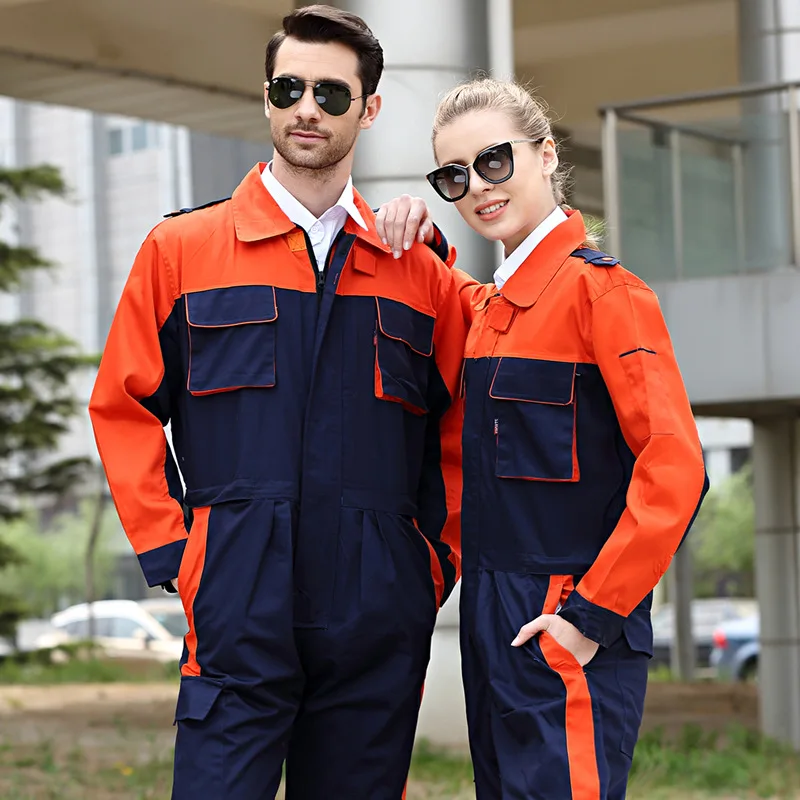 Durable Work Overalls Two tones Cargo pants Coverall Protective Romper Repairman Jumpsuit Mechanics Labor Safety Working Uniform