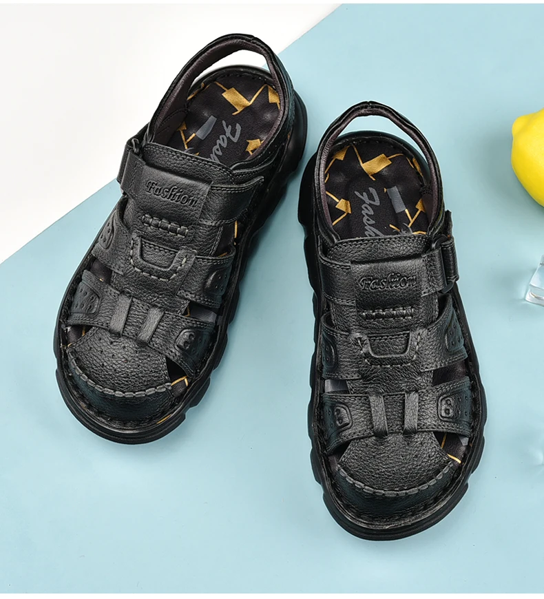 Echt leder Freizeit schuhe für Männer hochwertige klassische Herren Sandalen Sommer Outdoor Walking Herren Turnschuhe atmungsaktive Herren Sandalen – Detail 29