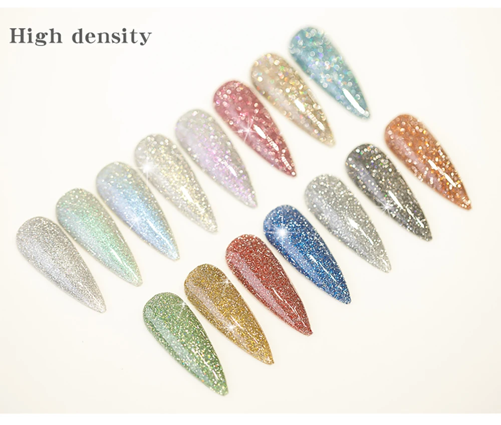 Vendeeni 15 Farben Glitzer-Broken-Diamond-Gel-Nagellack Glänzender Laser UV LED Soak-Off Gel-Lack Funkelnder Nagelkunst-Gel-Lack – Detail 15