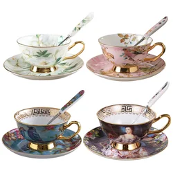 Hot Sale European Royal Style Coffee Ceramic Cup Set With Saucer Spoon High End Porcelain Coffee Cup Set