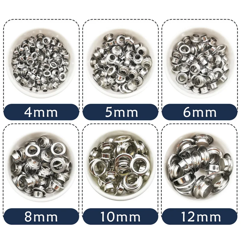 100PCS/Pack Stainless Steel Perforated Eye Ring Eyelet Buttons For Shoes Clothing Belt Decoration Accessories